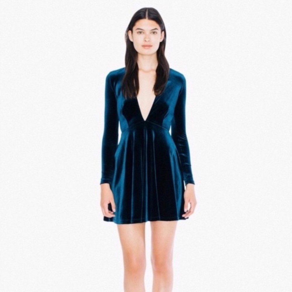 NWT | American Apparel Velvet Deep V Dress